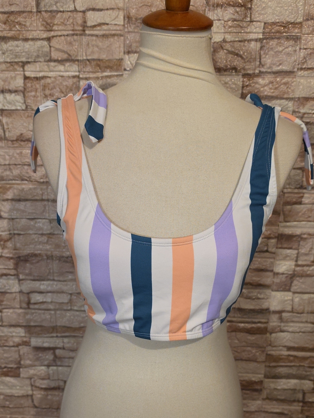 Hula Honey Swim Top Striped   Adjustable Tie Closure